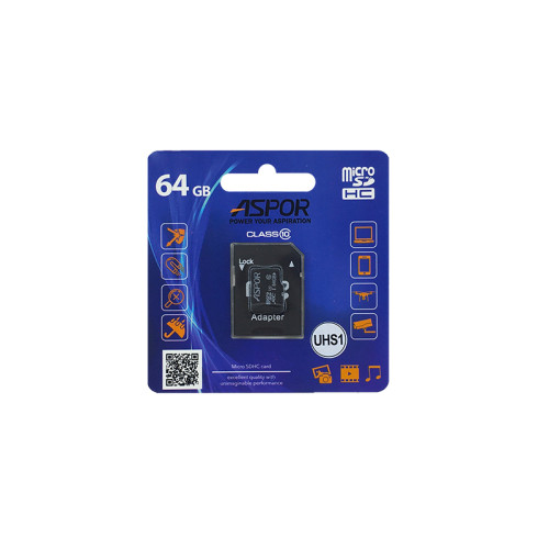 Карта пам`яті Aspor MicroSDHC 64GB UHS-I (Class 10) + SD adapter