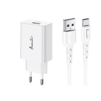 Мережевий зарядний пристрій Avantis A425 QC3.0 (1USB/3A/18W) + USB кабель Micro- білий