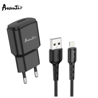 Мережевий зарядний пристрій Avantis A480 Orion (1USB/2.1A) + USB кабель Lightning- чорний
