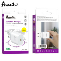 Мережевий зарядний пристрій Avantis A838 Plus QC3.0 (PD 20W) + Кабель Type-C – Lightning- білий