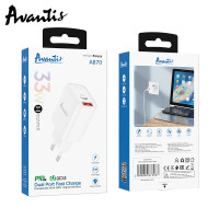 Мережевий зарядний пристрій Avantis A870 SuperSi 33W Quick Charger QC 3.0 + PD- білий