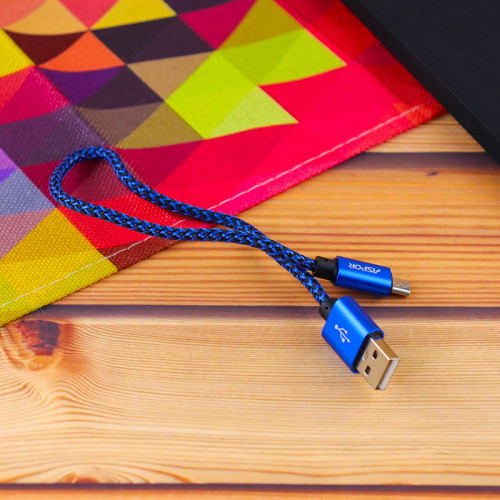 Кабель Aspor A173 USB – Micro 3A/0.3м- синій