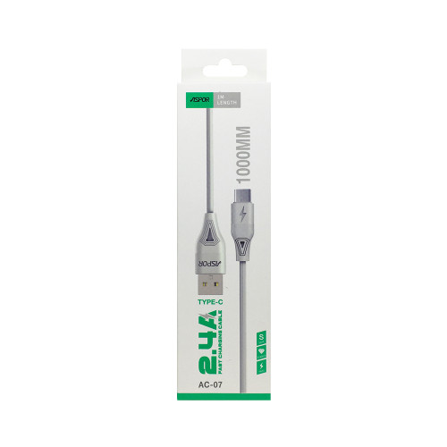 Кабель Aspor AC-07 USB – Type-C 2.4A/1м- білий