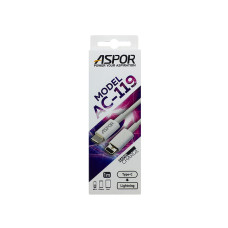 Кабель Aspor AC-119 PD Type-C – Lightning 2A/1м- білий