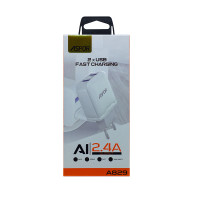 Сетевое зарядное устройство Aspor A829 2USB/2.4A- белый 