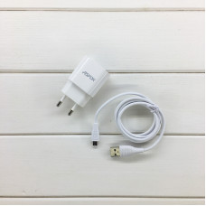Мережевий зарядний пристрій Aspor A818 Plus 2.4A iQ + USB кабель Micro- білий