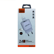 Мережевий зарядний пристрій Aspor A818 Plus 2.4A iQ + USB кабель Micro- білий