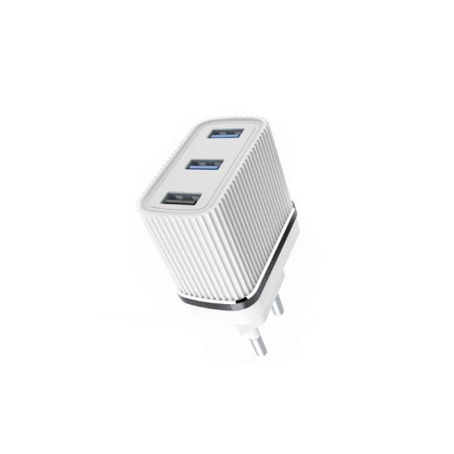 Мережевий зарядний пристрій Aspor A833 3 USB/3.4A + USB кабель Lightning- білий
