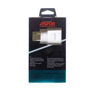Сетевое зарядное устройство Aspor A802 Plus 1USB/2.4A LED + USB кабель Micro- белый 