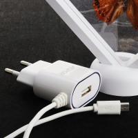 Сетевое зарядное устройство Aspor A802 Plus 1USB/2.4A LED + USB кабель Micro- белый 
