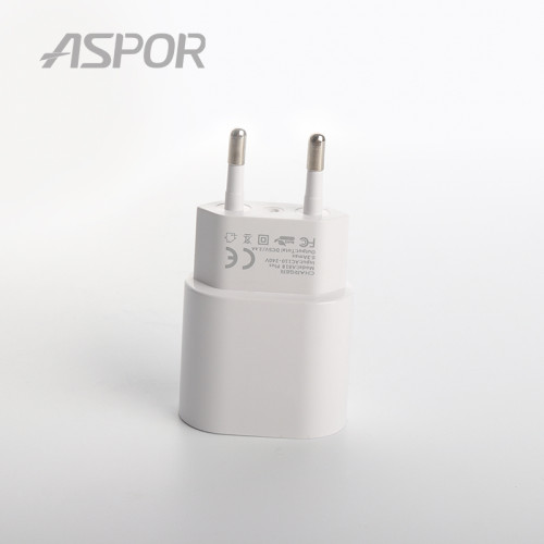 Мережевий зарядний пристрій Aspor A818 Plus 2.4A iQ + USB кабель Lightning- білий