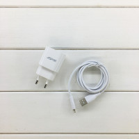 Мережевий зарядний пристрій Aspor A818 Plus 2.4A iQ + USB кабель Lightning- білий