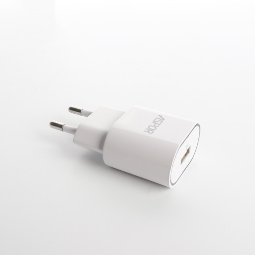 Мережевий зарядний пристрій Aspor A818 Plus 2.4A iQ + USB кабель Lightning- білий