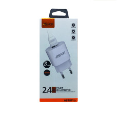 Мережевий зарядний пристрій Aspor A818 Plus 2.4A iQ + USB кабель Micro- чорний