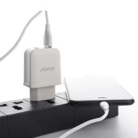 Мережевий зарядний пристрій Aspor A829 2USB/2.4A + USB кабель Lightning- білий