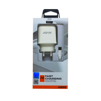 Сетевое зарядное устройство Aspor A829 2USB/2.4A + USB кабель Micro- белый 