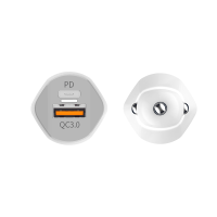 Автомобільний зарядний пристрій Aspor A901 (QC3.0/18W) LED + USB кабель Type-C- білий