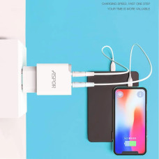 Мережевий зарядний пристрій Aspor A823 2USB/2.4A + USB кабель Micro- білий