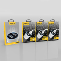 Автомобільний зарядний пристрій Aspor A902 (2USB/2.4A) LED- білий