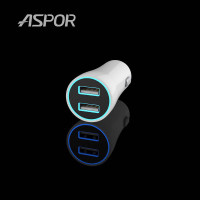Автомобільний зарядний пристрій Aspor A902 (2USB/2.4A) LED- білий