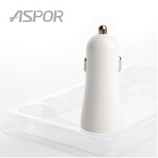 Автомобільний зарядний пристрій Aspor A902C (2USB/2.4A) + USB кабель Lightning- білий