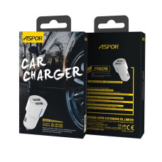 Автомобільний зарядний пристрій Aspor A905 (2USB/2.4A)- білий