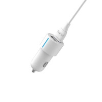 Автомобільний зарядний пристрій Aspor A905 (2USB/2.4A) + USB кабель Lightning- білий