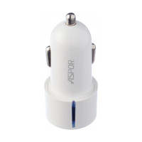 Автомобільний зарядний пристрій Aspor A905 (2USB/2.4A) + USB кабель Lightning- білий