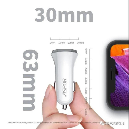 Автомобільний зарядний пристрій Aspor A906 PD (USB-C/3.0A) + кабель Type-C to Lightning- білий
