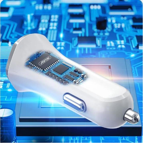 Автомобільний зарядний пристрій Aspor A906 PD (USB-C/3.0A) + кабель Type-C to Lightning- білий