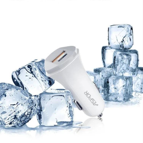 Автомобільний зарядний пристрій Aspor A907 (USB/USB-C/3A/20W)- білий