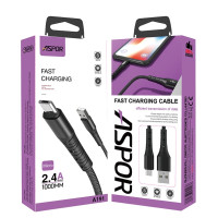 Кабель Aspor A191 USB – Micro 2.4A/1м- черный