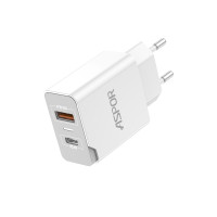 Мережевий зарядний пристрій Aspor A826 PD (20W/USB/Type-C) + кабель USB – Type-C- білий