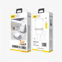 Сетевое зарядное устройство Aspor A813 (3USB/3.4A)- белый