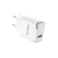 Мережевий зарядний пристрій Aspor A822 Fast Charger (18W QC3.0 1USB/3A) + USB кабель Type-C- білий