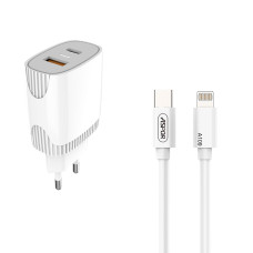 Мережевий зарядний пристрій Aspor A816 PD + QC Fast Charger 2в1 Type-C + Lightning- білий