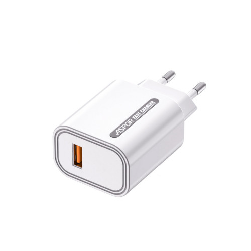 Мережевий зарядний пристрій Aspor A803 18W QC 3.0 + USB кабель Micro- білий