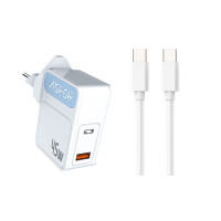 Сетевое зарядное устройство Aspor A839 45W PD QC (UCB C+A) 2в1 Type-C + Type-C- белый