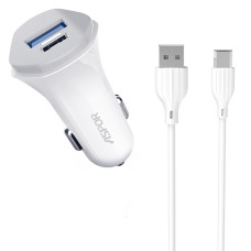 Автомобільний зарядний пристрій Aspor A903 (2USB/3.4A) + USB кабель Micro- білий