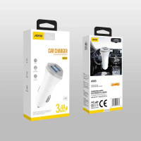 Автомобільний зарядний пристрій Aspor A903 (2USB/3.4A) + USB кабель Lightning- білий