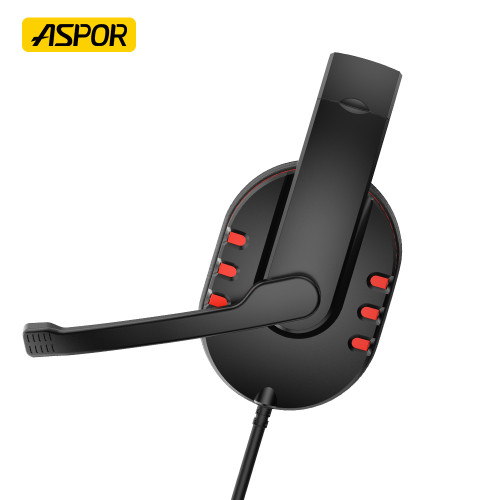 Навушники з мікрофоном Aspor A216- чорно-червоний