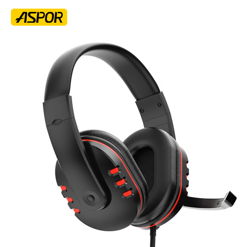 Навушники з мікрофоном Aspor A216- чорно-червоний
