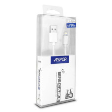 Кабель Aspor A172 USB – Lightning (2.1A/1.2м)- білий
