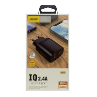 Сетевое зарядное устройство Aspor A811 (2USB/2.4A) + кабель USB – Lightning- белый
