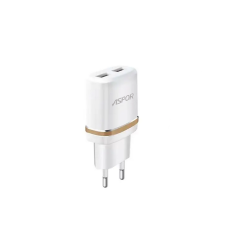 Мережевий зарядний пристрій Aspor A828 Eco 2USB/2.4A + кабель USB – Lightning- білий