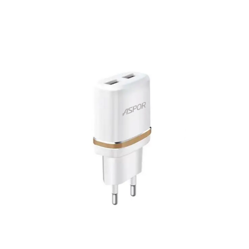 Мережевий зарядний пристрій Aspor A828 Eco 2USB/2.4A + кабель USB – Lightning- білий