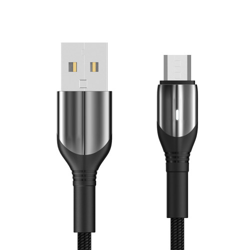 Кабель Aspor AC-08 Nylon LED USB – Micro (3A/1м)- чорний