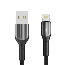 Кабель Aspor AC-09 Nylon LED USB – Lightning (3A/1м)- чорний