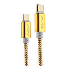 Кабель Aspor A166 Type-C – Type-C (2.4A/1.2м)- золото