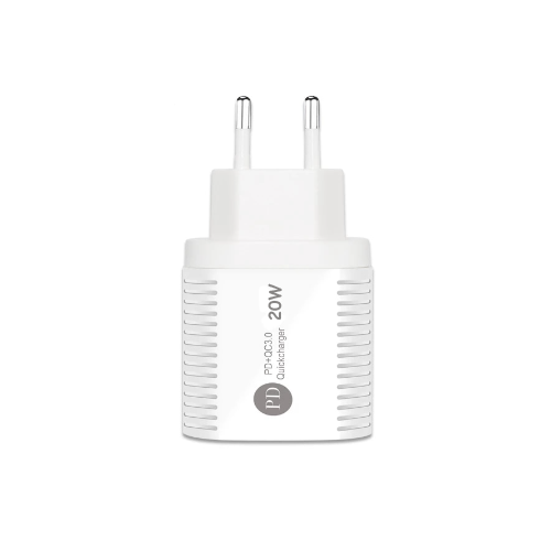 Мережевий зарядний пристрій Aspor PD002 Premium Series (USB-C/USB QC 3.0/PD 20W) + кабель USB – Lightning- білий